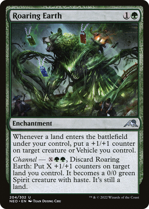 Roaring Earth (NEO-204) - Kamigawa: Neon Dynasty Foil
