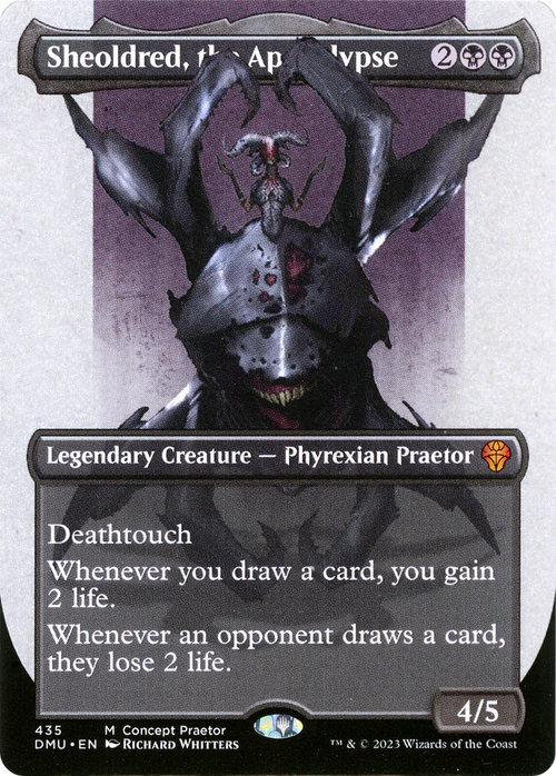 Sheoldred, the Apocalypse (Concept Praetor) (ONE-435) - Dominaria United (Borderless)