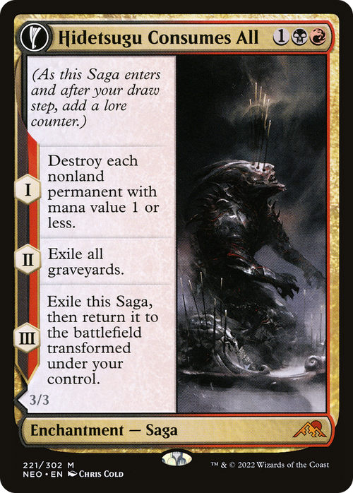 Hidetsugu Consumes All (NEO-221) - Kamigawa: Neon Dynasty: (fandfc, enchantment) Foil