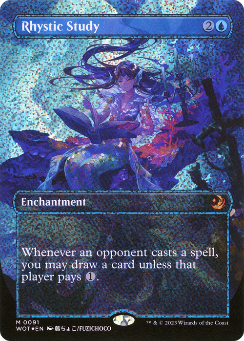 Rhystic Study (Anime Borderless) (Confetti Foil) (WOT-091) - Wilds of Eldraine: Enchanting Tales Foil