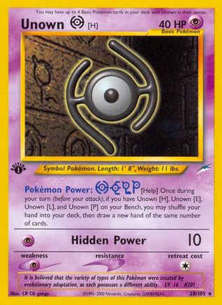 Unown [H]/105  - 1st Edition Neo Destiny - Rare