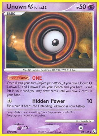 Unown [O] 070/132  - Reverse Holofoil Secret Wonders - Uncommon