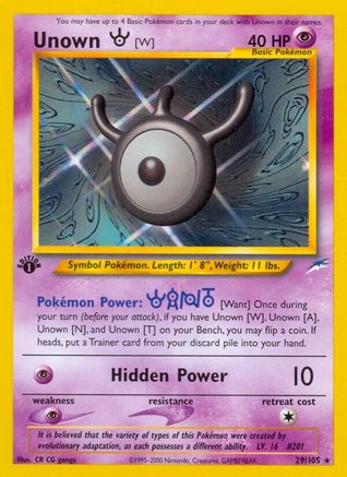 Unown [W]/105  - 1st Edition Neo Destiny - Rare