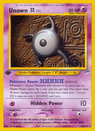 Unown [X]/105  - 1st Edition Neo Destiny - Rare