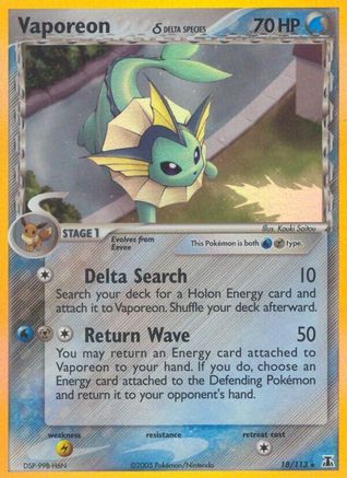 Vaporeon (Delta Species) 018/113  - Reverse Holofoil Delta Species - Holo Rare