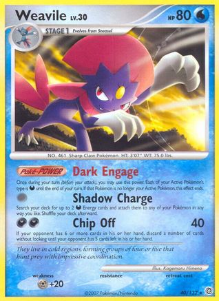Weavile/132  - Reverse Holofoil Secret Wonders - Rare