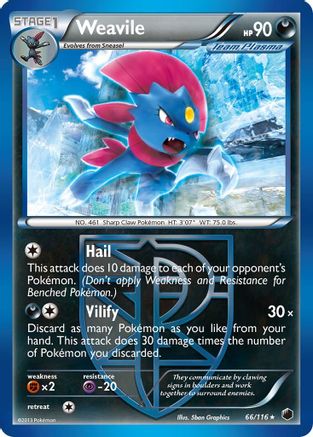 Weavile (Team Plasma)/116  - Reverse Holofoil Plasma Freeze - Rare