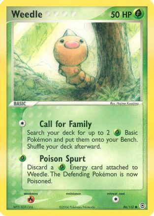 Weedle 086/112  - Reverse Holofoil FireRed & LeafGreen - Common