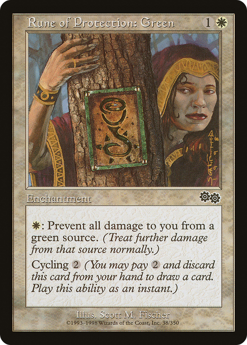 Rune of Protection: Green (USG-038) - Urza's Saga