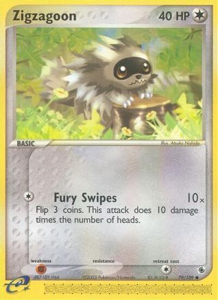 Zigzagoon  - Reverse Holofoil Ruby and Sapphire - Common