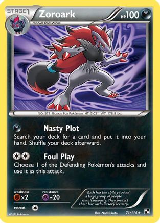 Zoroark 071/114  - Reverse Holofoil Black and White - Holo Rare