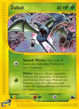 Zubat (117)/144  - Reverse Holofoil Skyridge - Common