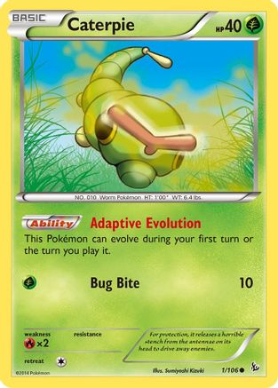 Caterpie 001  - Reverse Holofoil XY  Flashfire - Common