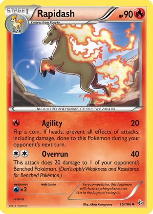 Rapidash 015/106  - Reverse Holofoil XY  Flashfire - Uncommon