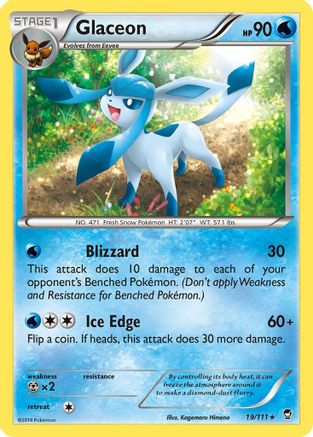 Glaceon 019  - Reverse Holofoil XY  Furious Fists - Rare