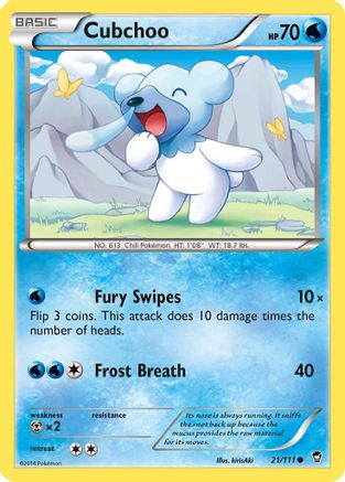 Cubchoo 021  - Reverse Holofoil XY  Furious Fists - Common