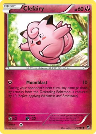 Clefairy (70) (70) 070  - Reverse Holofoil XY  Furious Fists - Common