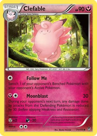 Clefable 071  - Reverse Holofoil XY  Furious Fists - Uncommon