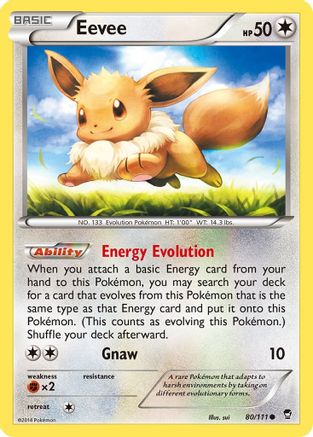 Eevee 080  - Reverse Holofoil XY  Furious Fists - Common