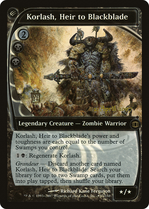 Korlash, Heir to Blackblade (PRE-87★) - Future Sight Promos Foil