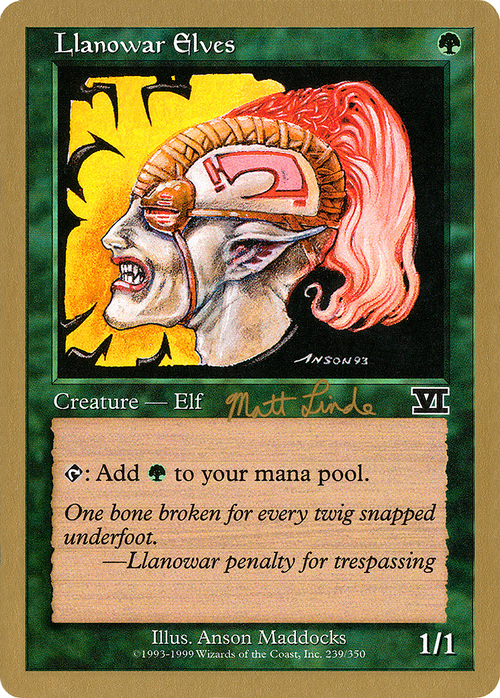 Llanowar Elves - 1999 Matt Linde (6ED) (WCD-) - World Championship Decks 1999