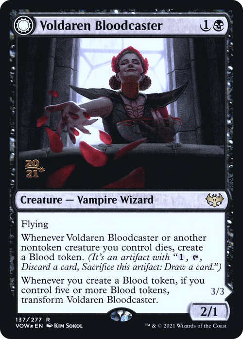 Voldaren Bloodcaster (PRE-137) - Innistrad: Crimson Vow Promos: (Double Faced Transform) Foil