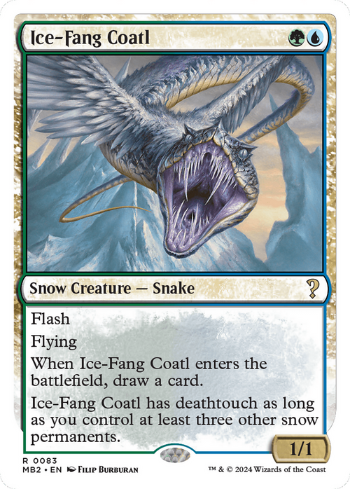 Ice-Fang Coatl (White Border) (MB2-083) - Mystery Booster 2: (snow)