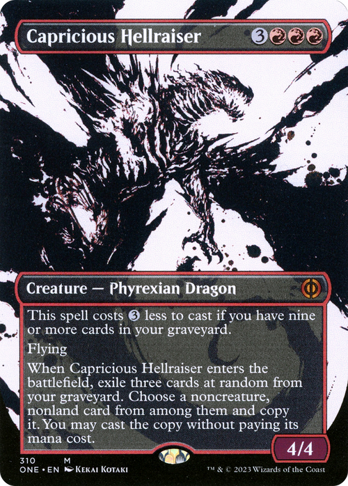 Capricious Hellraiser (Showcase) (ONE-310) - Phyrexia: All Will Be One: (Showcase) (Borderless) Foil