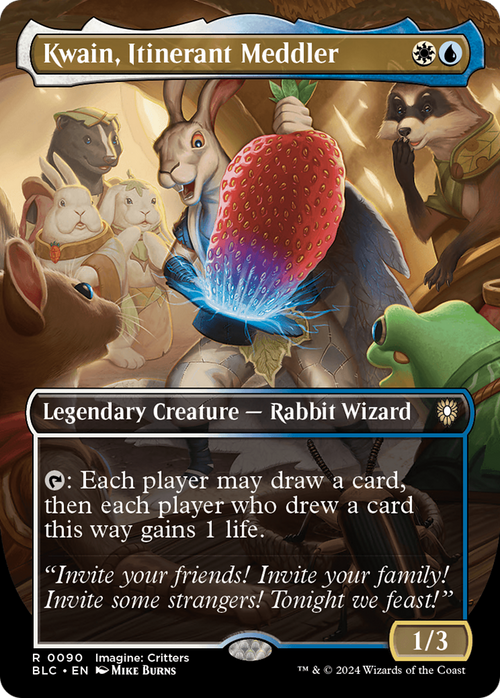 Kwain, Itinerant Meddler (Borderless) (BLC-090) - Bloomburrow Commander Foil