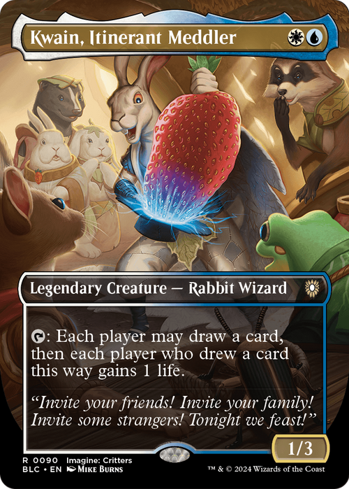Kwain, Itinerant Meddler (Borderless) (BLC-090) - Bloomburrow Commander