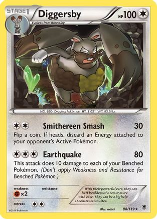 Diggersby  - Reverse Holofoil XY  Phantom Forces - Rare