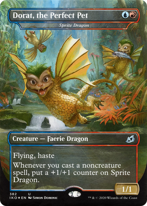 Dorat, the Perfect Pet - Sprite Dragon (IKO-382) - Ikoria: Lair of Behemoths / Dorat, the Perfect Pet (Borderless) Foil