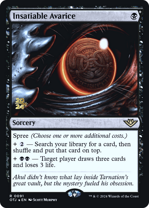Insatiable Avarice (PRE-091) - Outlaws of Thunder Junction Promos Foil