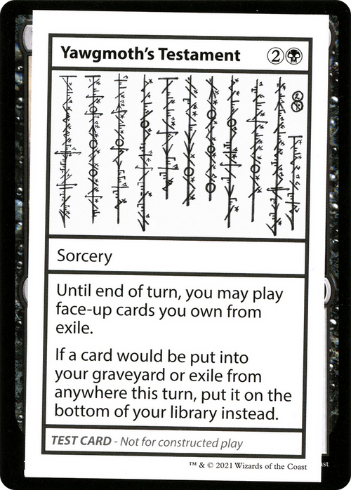 Yawgmoth's Testament (No PW Symbol) (CMB1-052) - Mystery Booster Playtest Cards 2021