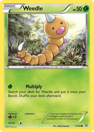 Weedle/160  - Reverse Holofoil XY  Primal Clash - Common