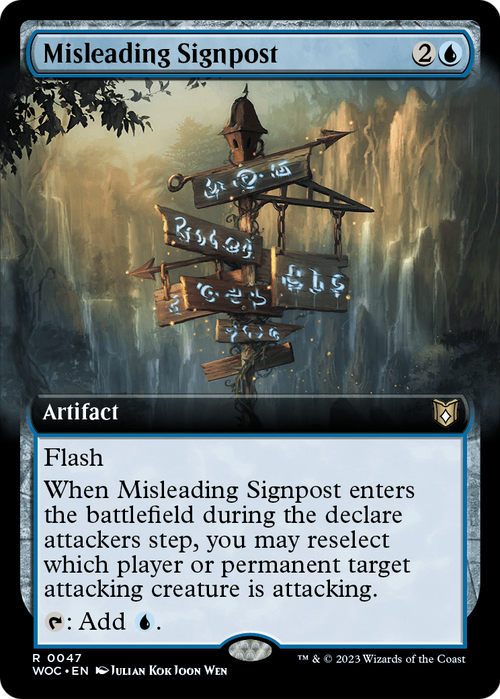 Misleading Signpost (Extended Art) (WOC-047) - Wilds of Eldraine Commander: (Extended Art)