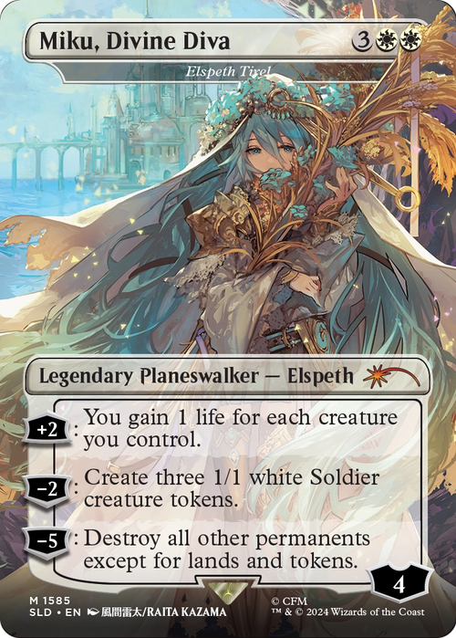 Elspeth Tirel (SLD-1585) - Secret Lair Drop / Miku, Divine Diva (Borderless) Foil