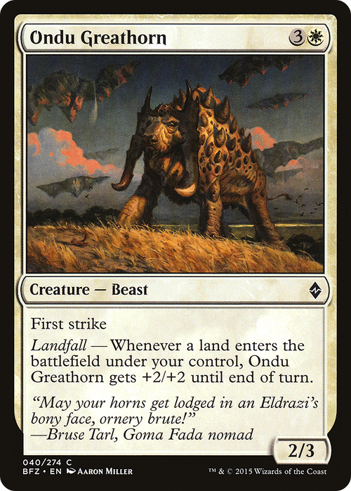 Ondu Greathorn (BFZ-040) - Battle for Zendikar