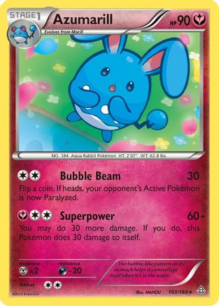 Azumarill 103  - Reverse Holofoil XY  Primal Clash - Rare