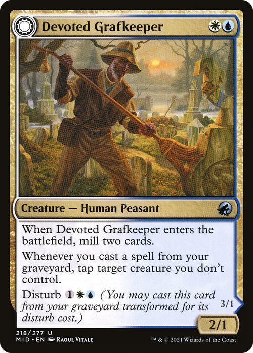 Devoted Grafkeeper (MID-218) - Innistrad: Midnight Hunt: (Double Faced Transform) Foil