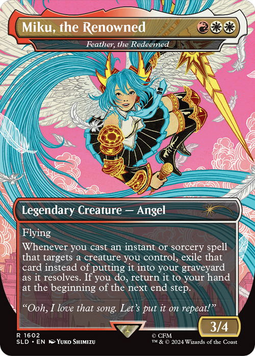 Miku, the Renowned - Feather, the Redeemed (SLD-1602) - Secret Lair Drop / Miku, the Renowned (Borderless)