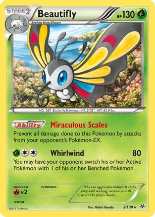 Beautifly 005  - Reverse Holofoil XY  Roaring Skies - Holo Rare