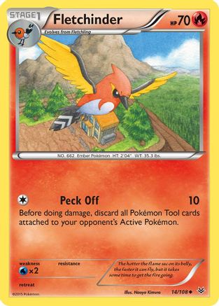 Fletchinder  - Reverse Holofoil XY  Roaring Skies - Uncommon