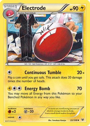 Electrode 022  - Reverse Holofoil XY  Roaring Skies - Uncommon