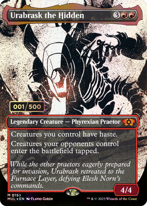 Urabrask the Hidden (Serial Numbered) (MUL-153) - Multiverse Legends: (Showcase) (Borderless) Foil