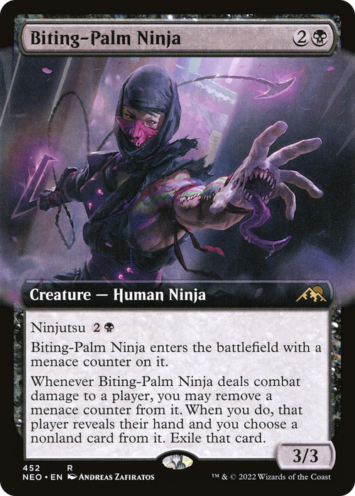 Biting-Palm Ninja (Extended Art) (NEO-452) - Kamigawa: Neon Dynasty: (Extended Art) Foil