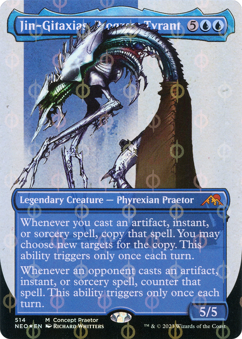 Jin-Gitaxias, Progress Tyrant (Concept Praetor) (Step-And-Compleat Foil) (ONE-514) - Kamigawa: Neon Dynasty (Borderless) Foil