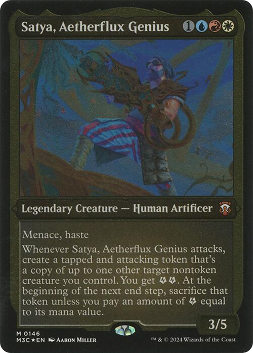 Satya, Aetherflux Genius (Display Commander) - Thick Stock (M3C-146) - Modern Horizons 3 Commander Foil