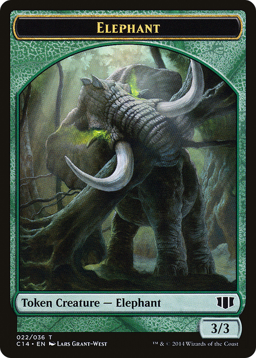 Elephant // Elf Warrior Double-sided Token (C14-022) - Commander 2014 Tokens