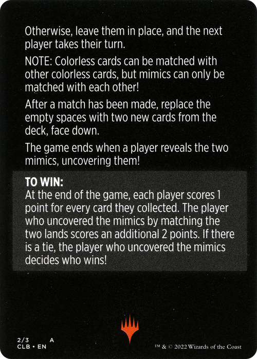 Mimic Match // Mimic Match (cont'd) (MCLB-002) - Commander Legends: Battle for Baldur's Gate Minigames